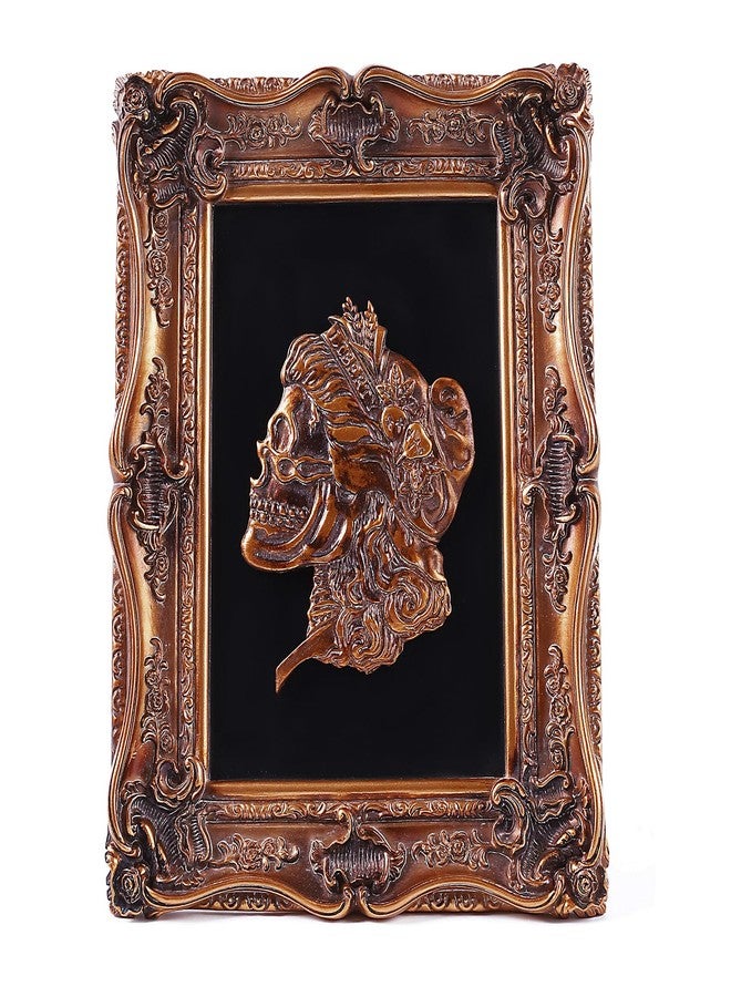 SIKOO Skull Ornaments Gothic Wall Sculpture Vintage Wall Sculptures Antique Wall Art Hand Painted Wall Hanging Skull Decoration Antique Pediment Wall Statue Gallery,Bronze Gold - Image 1